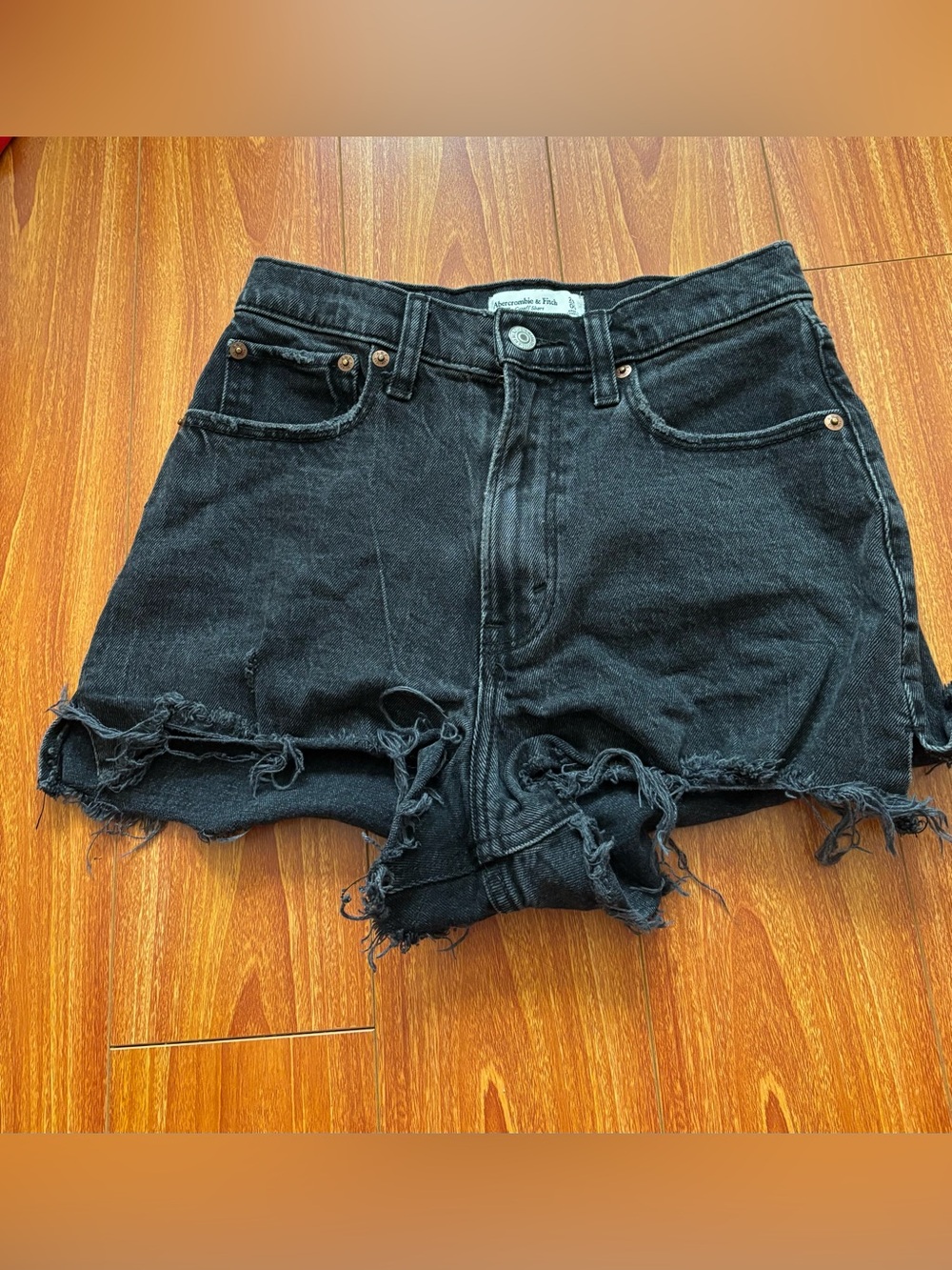 Abercrombie black denim curve love shorts